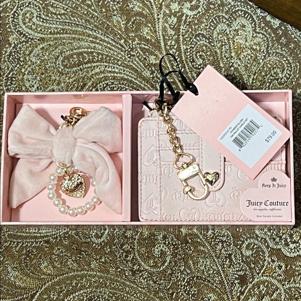 NWT Juicy Couture Card Case and Bag Charm Set